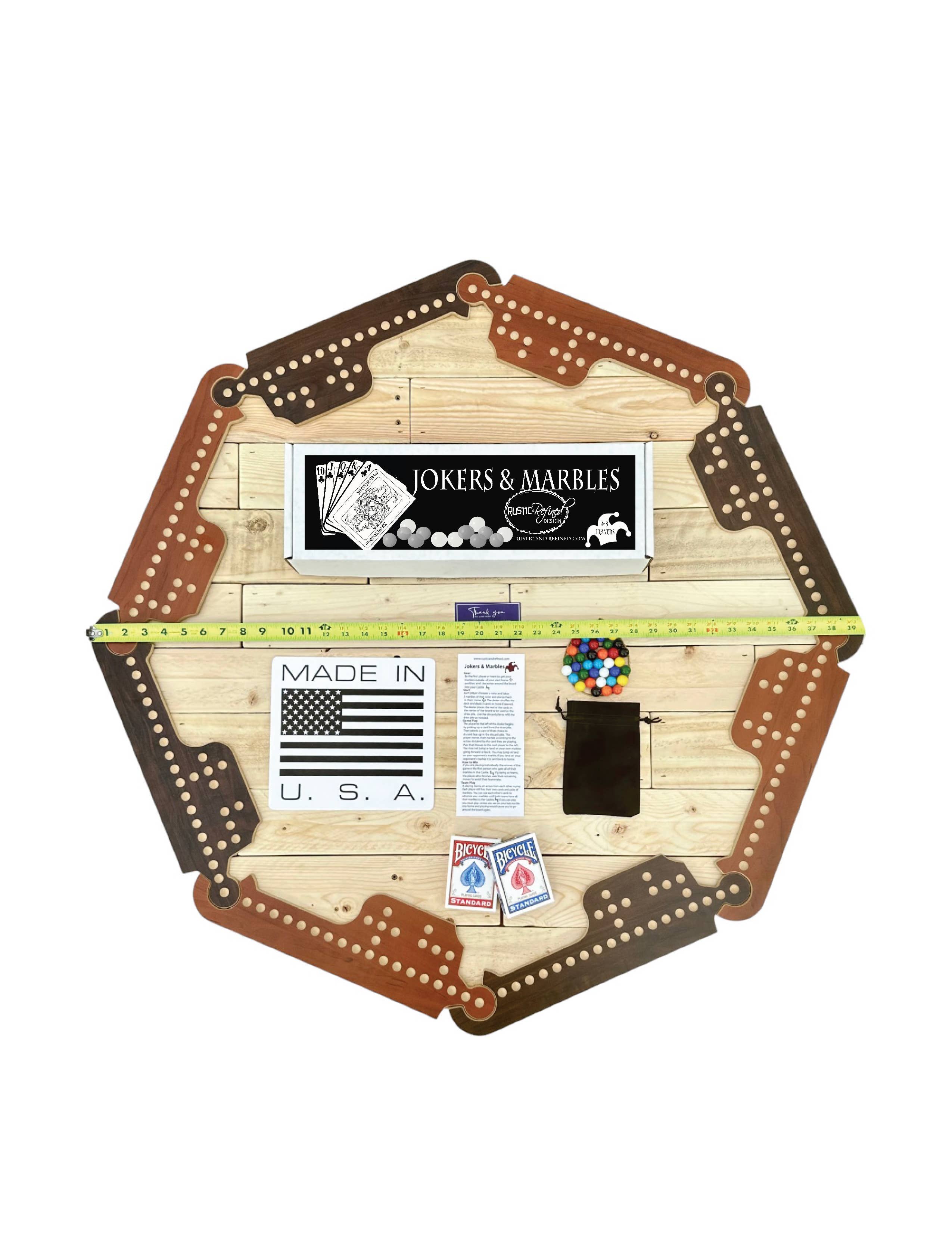 Rustic and Refined Design – wholesale Board game – Jokers and Marbles - Board game - 2-8 players - Handmade0