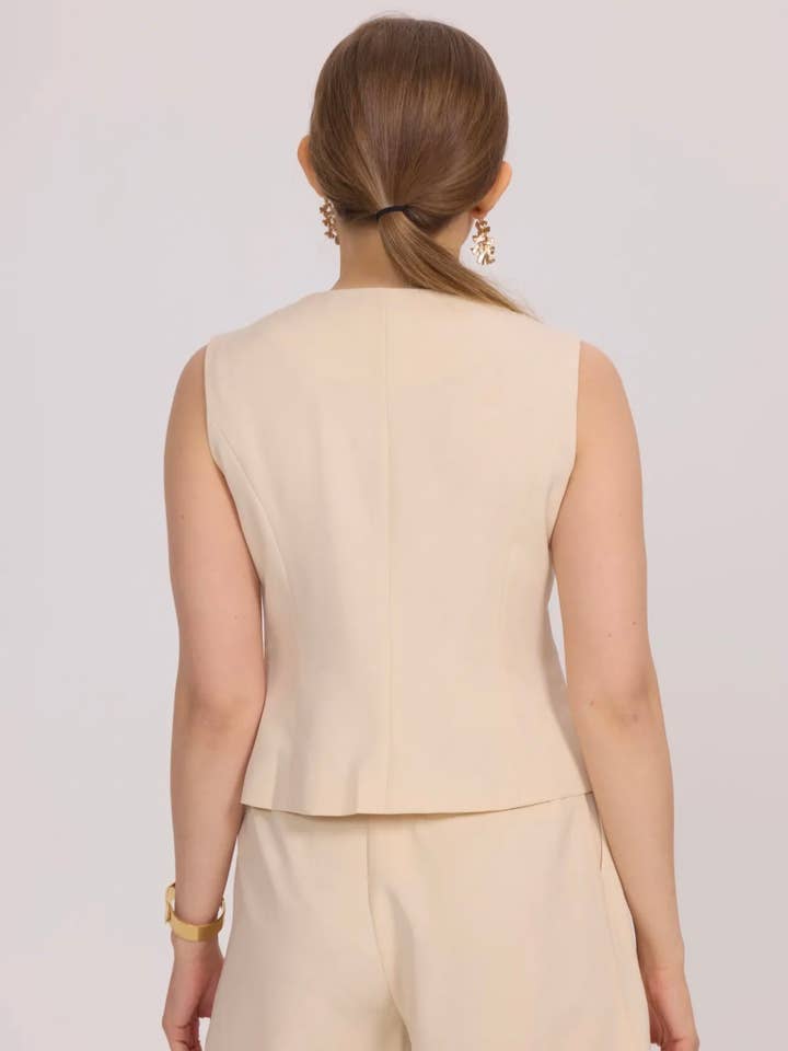 Frime - Wholesale Suit Vest - Women's - Sleeveless vest with golden buttons - 311519