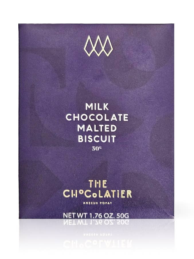 Barre de biscuit malté au chocolat au lait 50g pour la vente par The Chocolatier