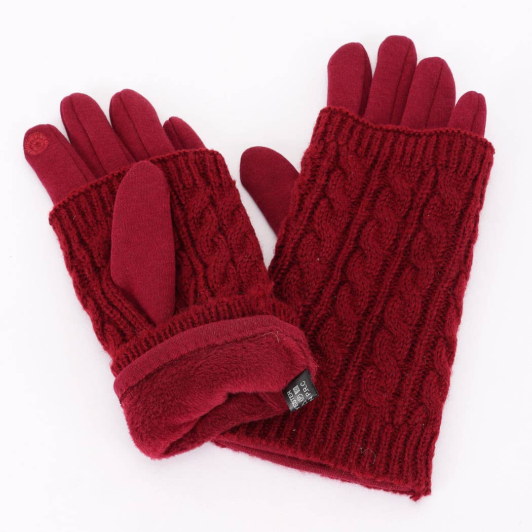 3AM BY H&D ACCESSORIES - Wholesale Gloves - Women's - Polyester Fleece 2pcs Knitted Gloves1