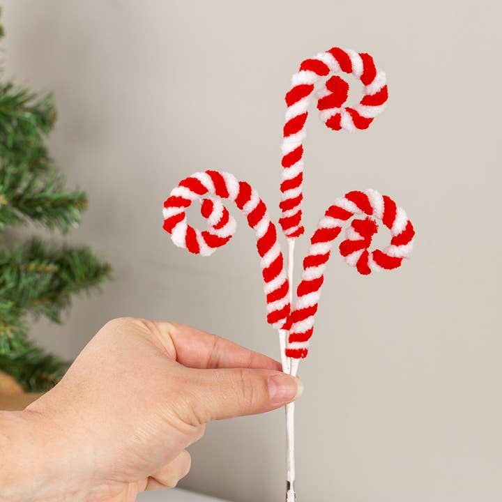 Factory Direct Craft - Wholesale Artificial Christmas Tree - 9" Red and White Candy Canes Pick with Clip2