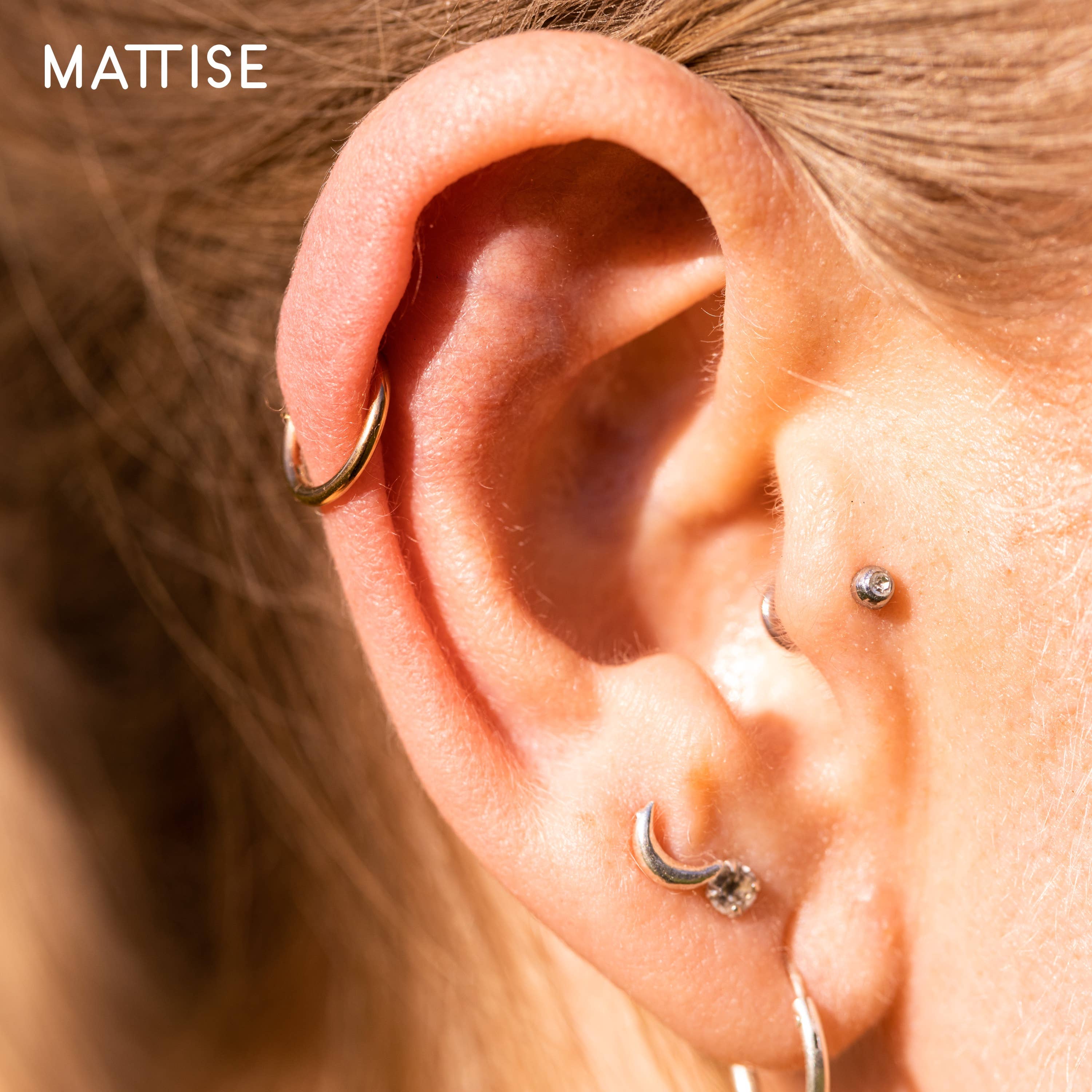 MATTISE - Vendita all'ingrosso Orecchini singoli - Anello Piercing in Acciaio Chirurgico color Oro Rosa10