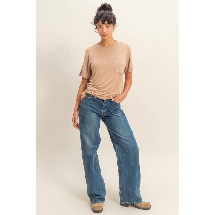 Double Zero - Wholesale T-Shirt - Women's - Classic Crew Neck Short Sleeve Pocket Top19