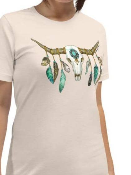 T-shirt Boho Longhorn Turquoise pour la vente par Runnin' R Ranch