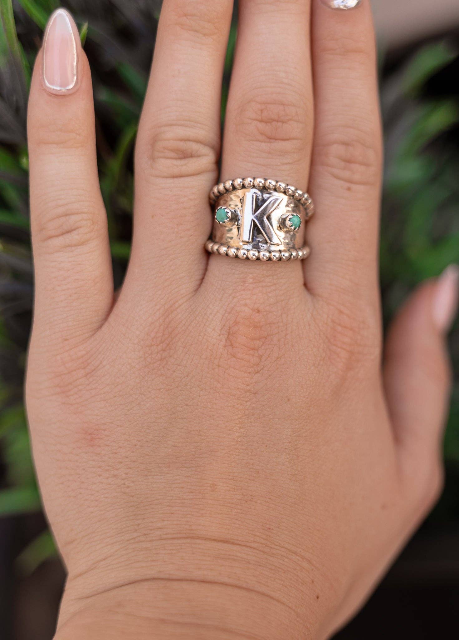 Turquoise Forever Yours Sterling Silver Initial Ring MADE TO ORDER for wholesale on Faire10