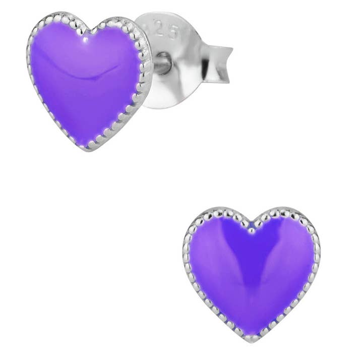 Sterling Silver lila hjärta örhängen för wholesale av Penny & Piper
