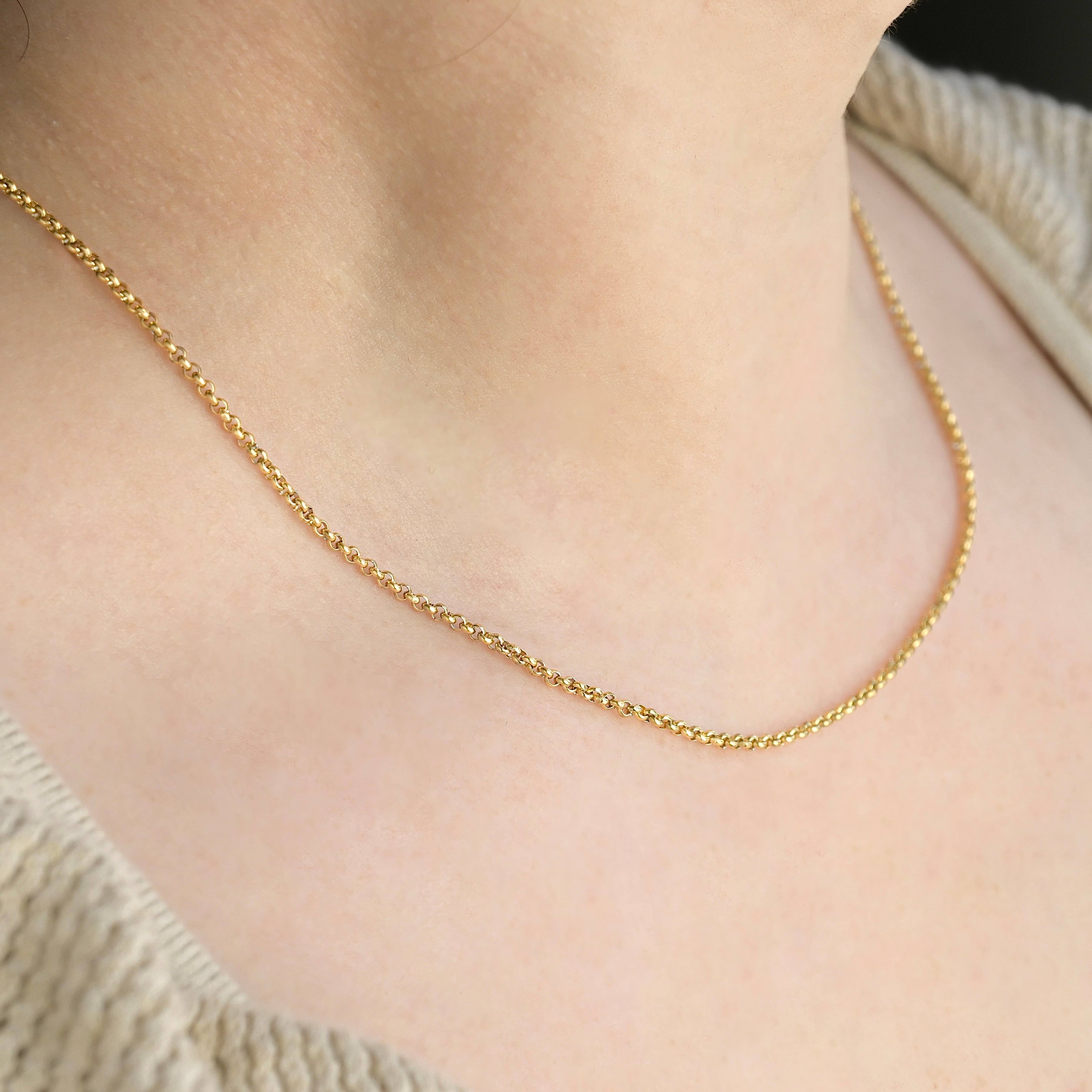 Blueyejewelry – Engroshandel Led/kæde halskæde – Fine kæder i rustfrit stål med 18k guldbelægning, pletfri, 30 til 56 cm5