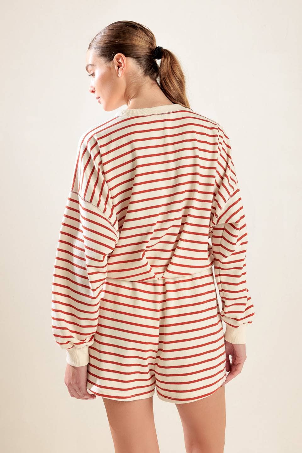 A striped french terry top - FT1432 CREAM PUMPKIN for wholesale on Faire1