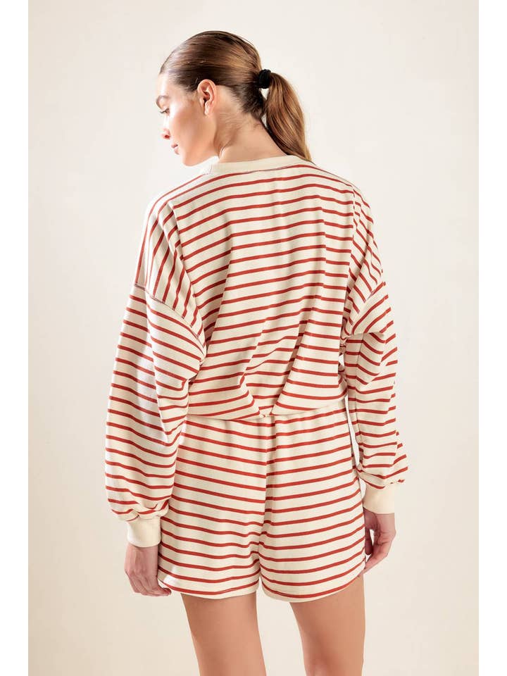 A striped french terry top - FT1432 CREAM PUMPKIN for wholesale on Faire1