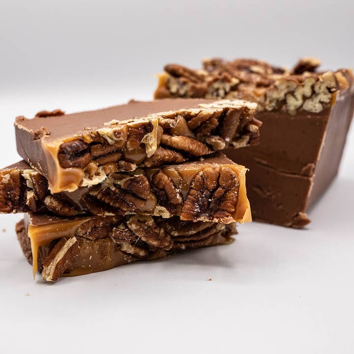 2.5lb Mini Loaf Pecan Turtle Fudge for wholesale by Uncommon Chocolatier