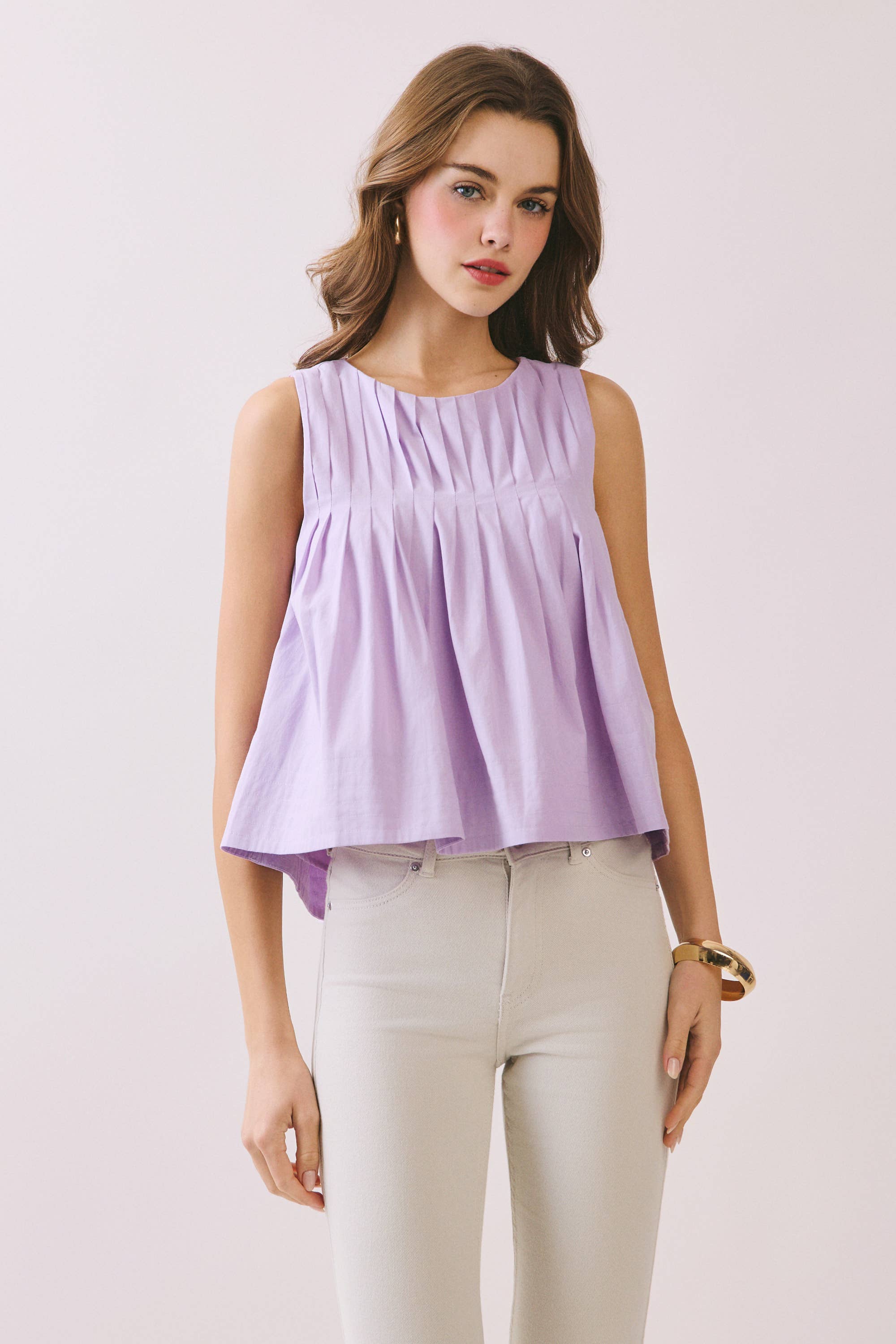 TCEC - Wholesale Blouse - Women's - CT9082-Pleated Detail High Low Sleeveless Top7