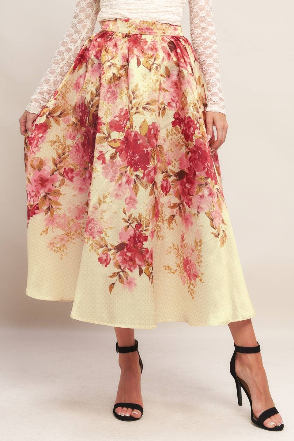 IVORY A printed woven full midi skirt - IK7705 for wholesale on Faire1