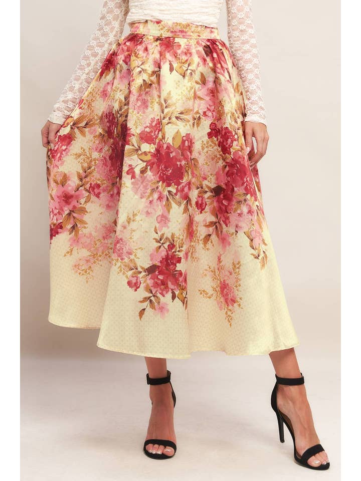 IVORY A printed woven full midi skirt - IK7705 for wholesale on Faire1