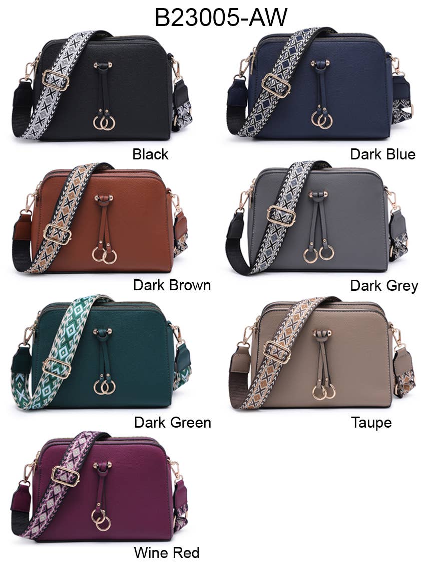 Papaya Fashion Ltd - Vendita all'ingrosso Borsa a tracolla - Donna - B23005-AW-Borsa a tracolla con tracolla in tela a tre sezioni con zip11