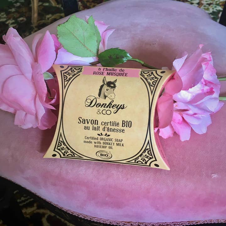 DONKEYS & Co. - Venta al por mayor Pastilla de jabón - Jabón Bio leche de burra Rosa Mosqueta 100g - Promoción - 20%