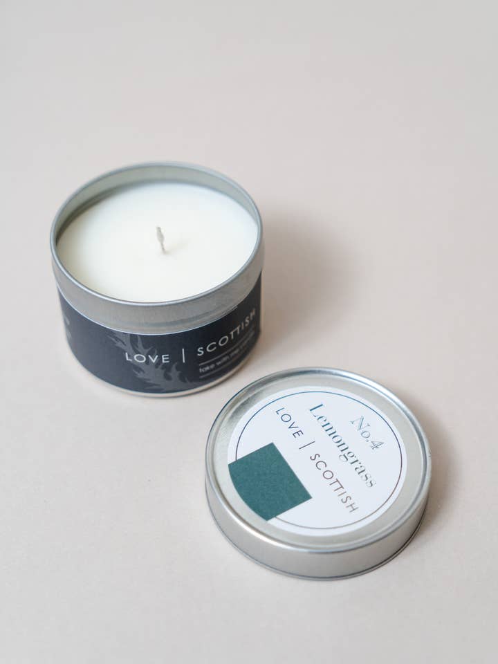 Lemongrass Soy Wax Scented Candle Tin for wholesale by Love Scottish