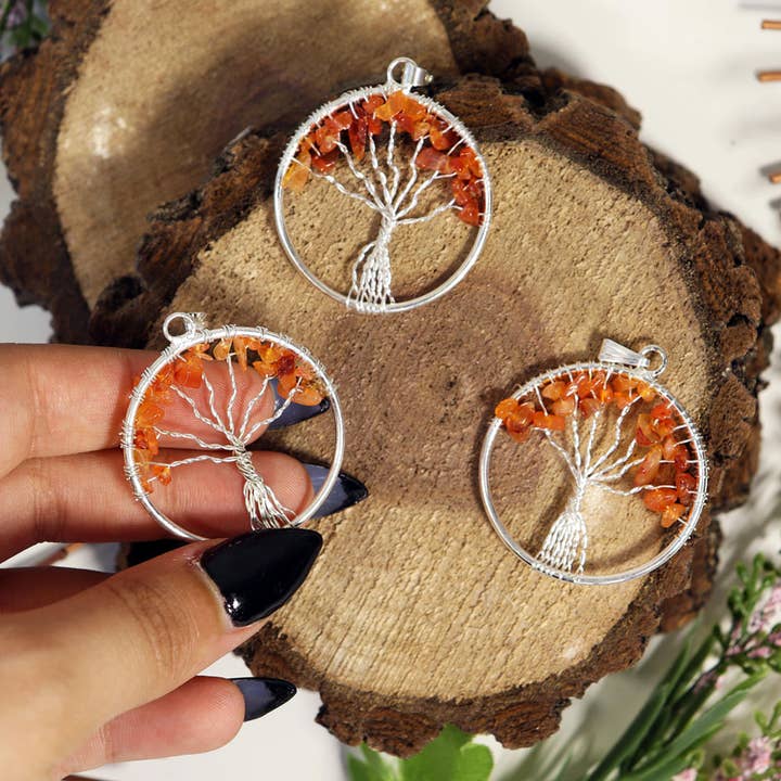 Natures Artifacts Inc - Wholesale Pendant/Charm Necklace - Carnelian Tree of Life Pendant - Carnelian Jewelry