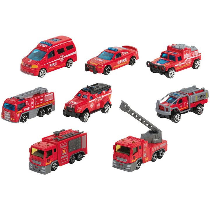 Set mit 8 Feuerwehrfahrzeugen für den Großhandel von WDK GROUPE PARTNER