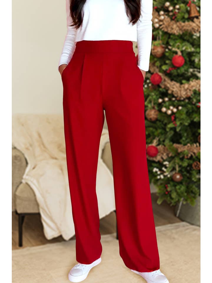 Aapparella - Wholesale Pants - Women's - Pleated Pull On High Elastic Waist Loose Pants | S-XL
