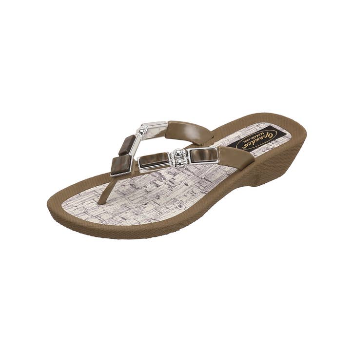 String Colour Shell, 6-11, kaki pour la vente par Grandco Sandals