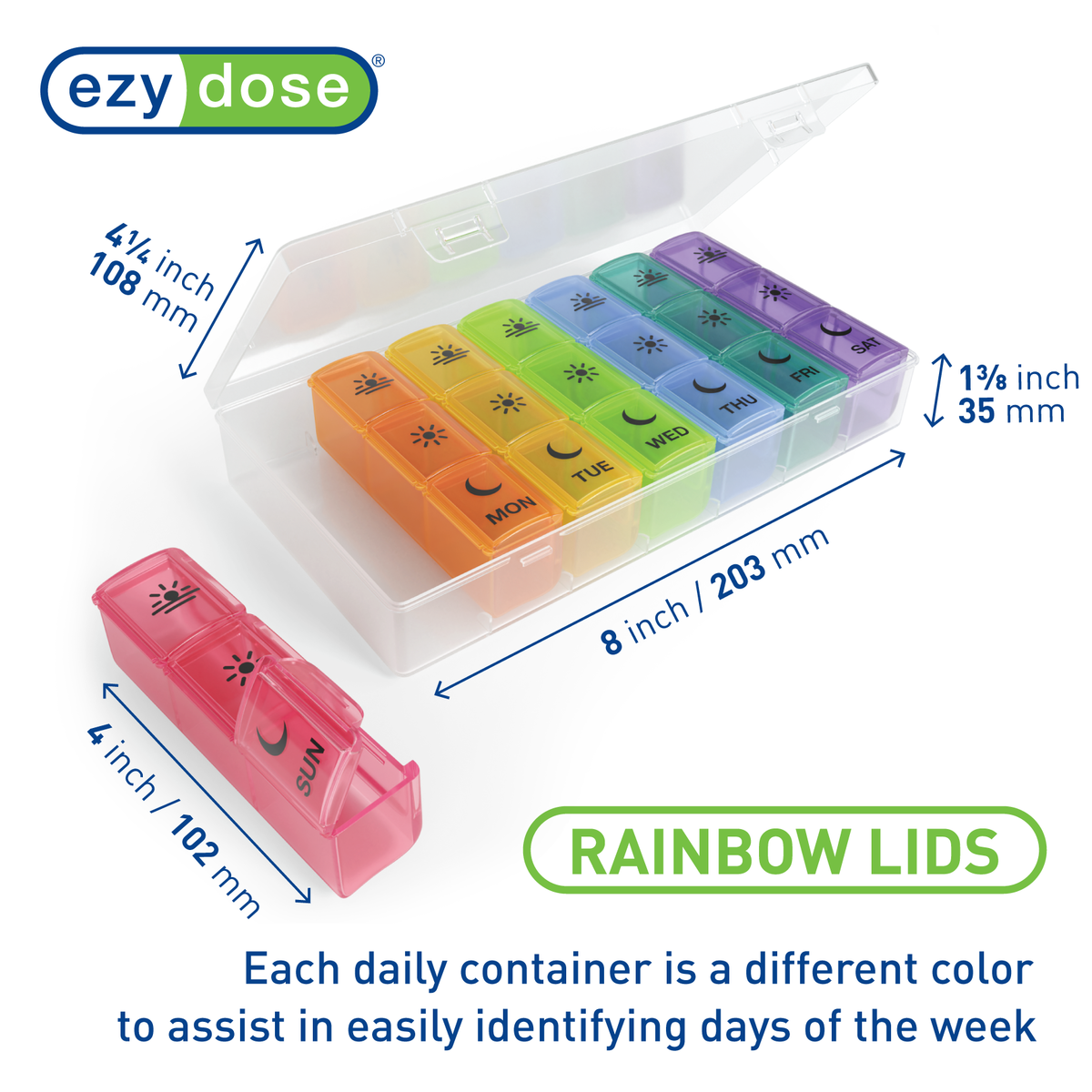 Apothecary Products LLC - Wholesale Pill Organizer - Ezy Dose Weekly 3x/Day Pill Planner, Rainbow4