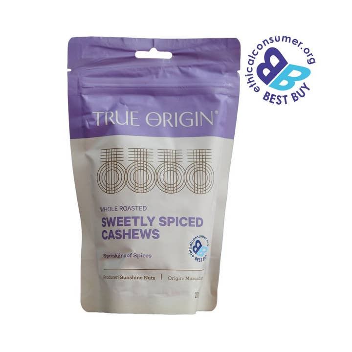 Sweetly Spiced Cashews 200g for wholesale by True Origin Foods