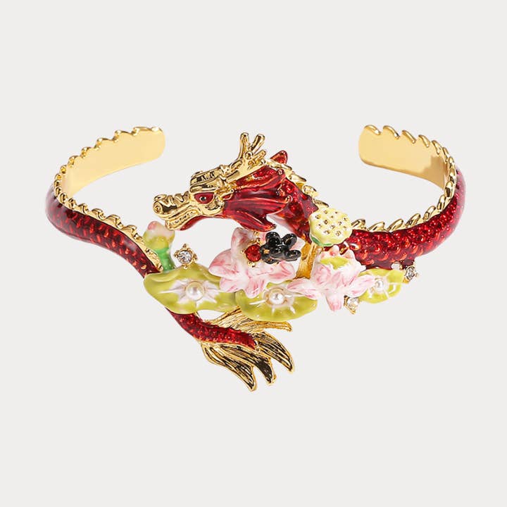 Dragon Lotus Cuff Bracelet for wholesale by Verdivine