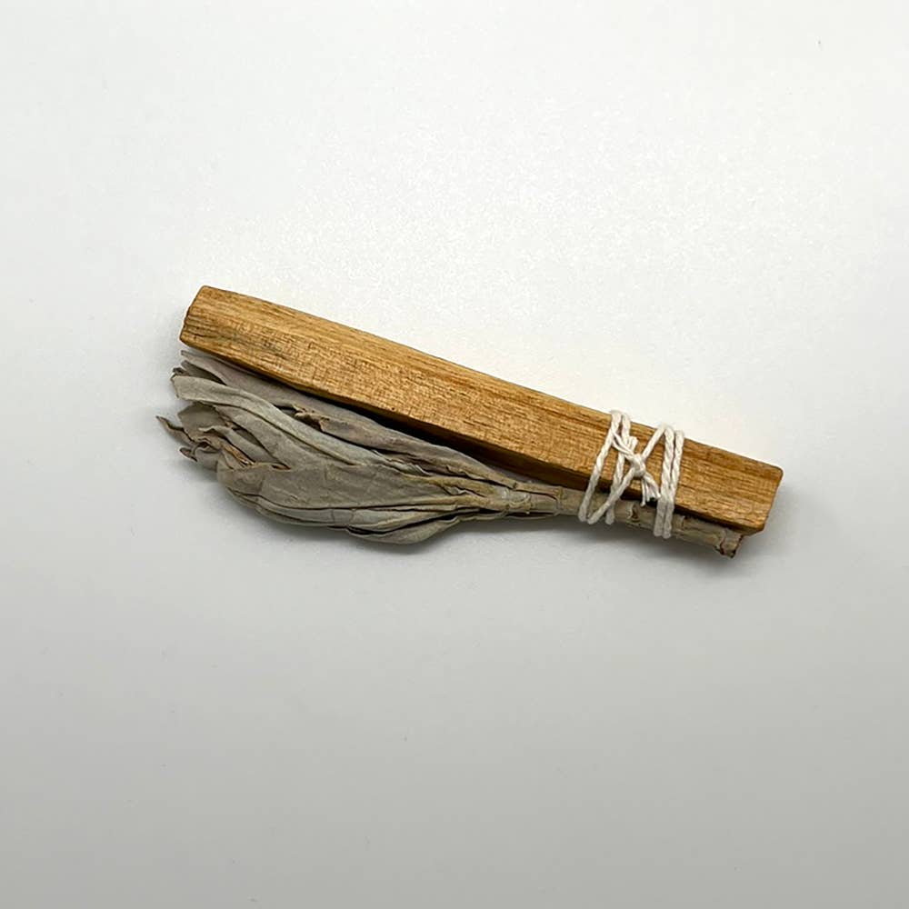 VIE – wholesale Sage bundle – Mini Smudge Cluster, White Sage with Palo Santo 4"4
