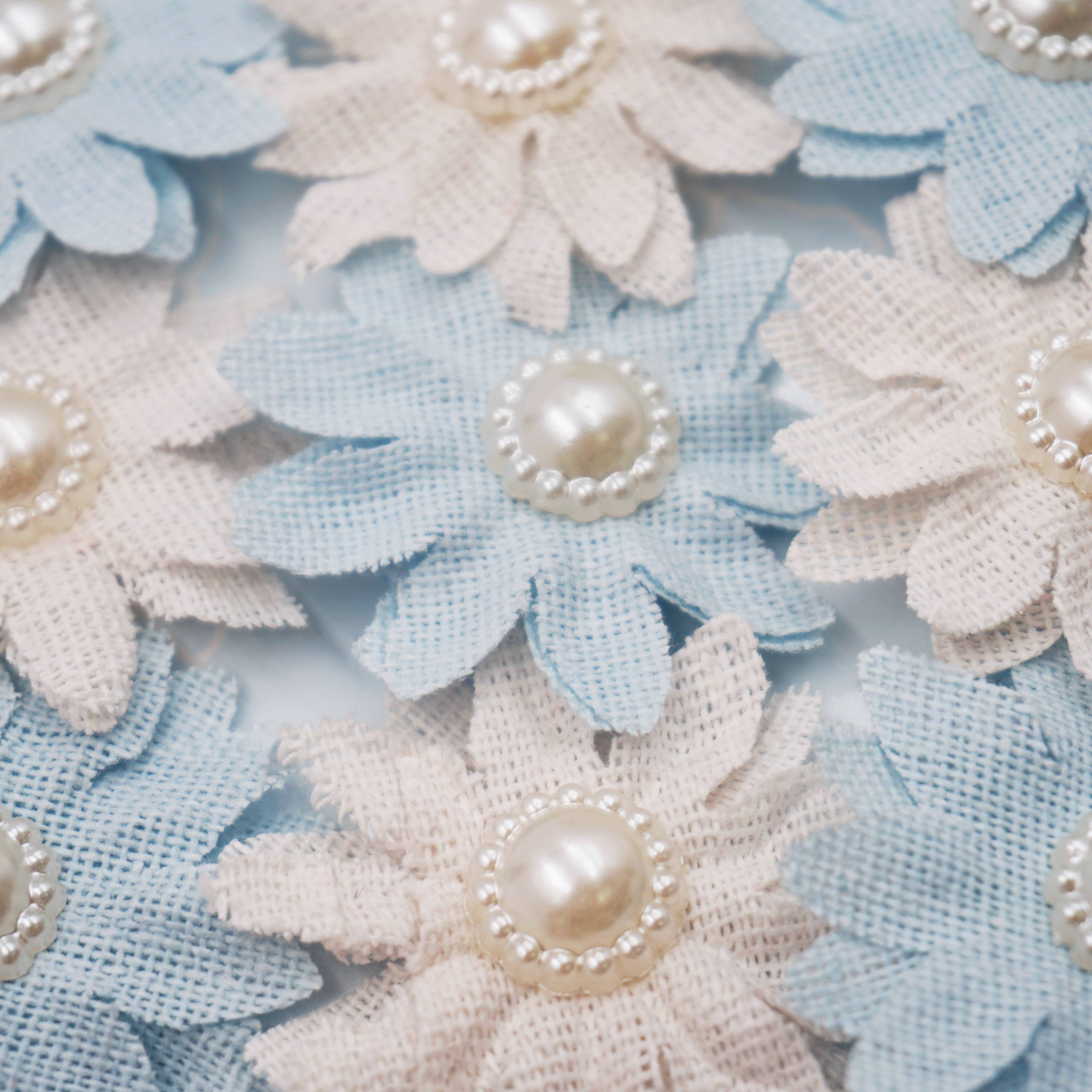 Angels Craft - Vendita all'ingrosso Fiori finti - Fiore adesivo in tela con perla (2 pezzi disponibili) 3,8 cm6