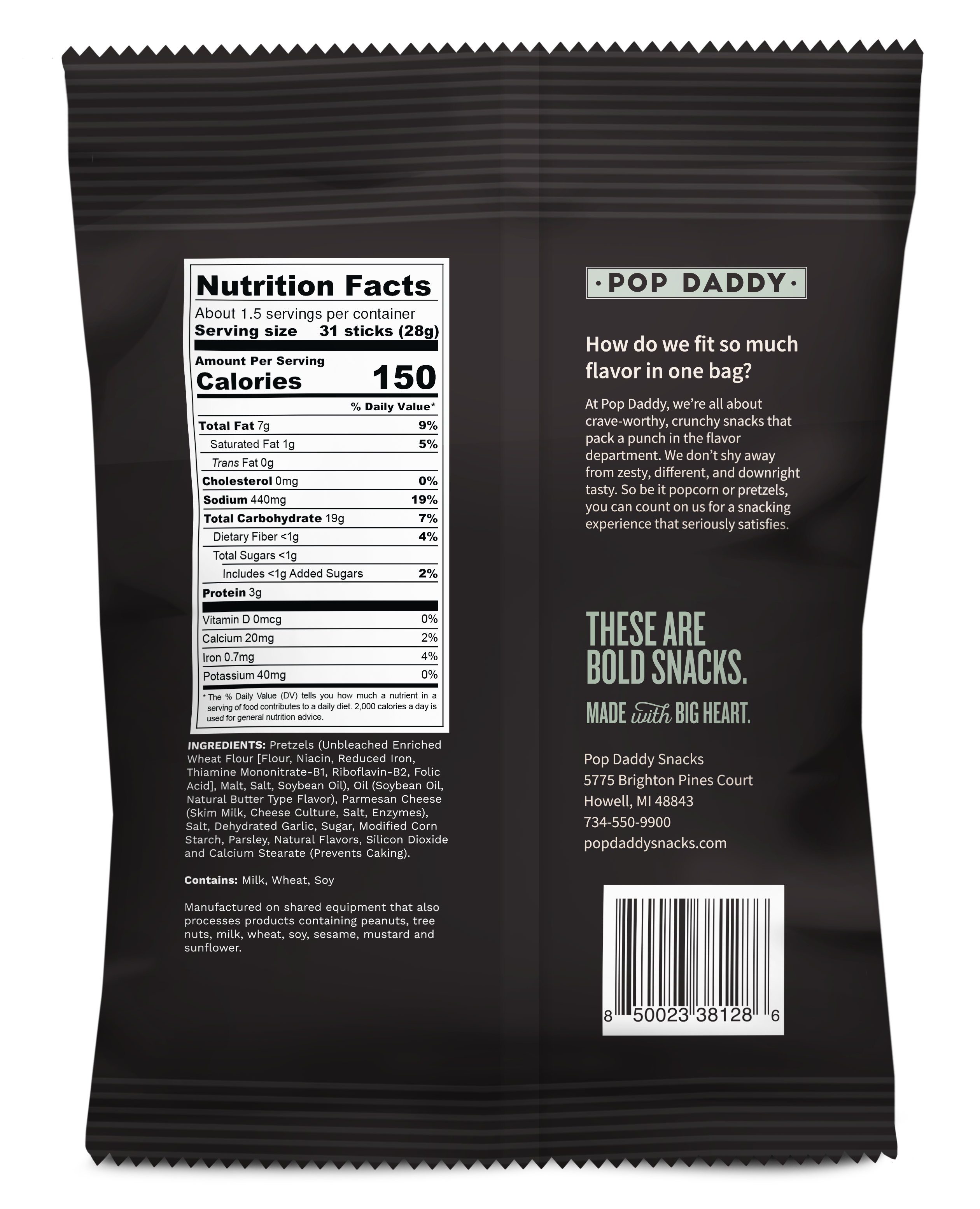 Pop Daddy Snacks - Wholesale Pretzels -  1.5oz pretzels - Garlic Parmesan1