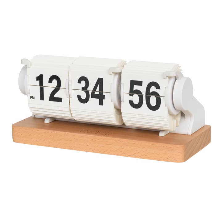 Rollins Mechanical Flip Clock - White for wholesale by La Crosse Technology, Ltd.