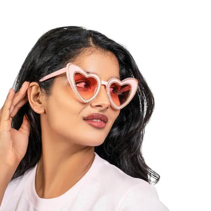 Pinkaholics Anonymous LLC – wholesale Sunglasses – Women's – Pink Rhinestone Studded Cateye Sunglasses