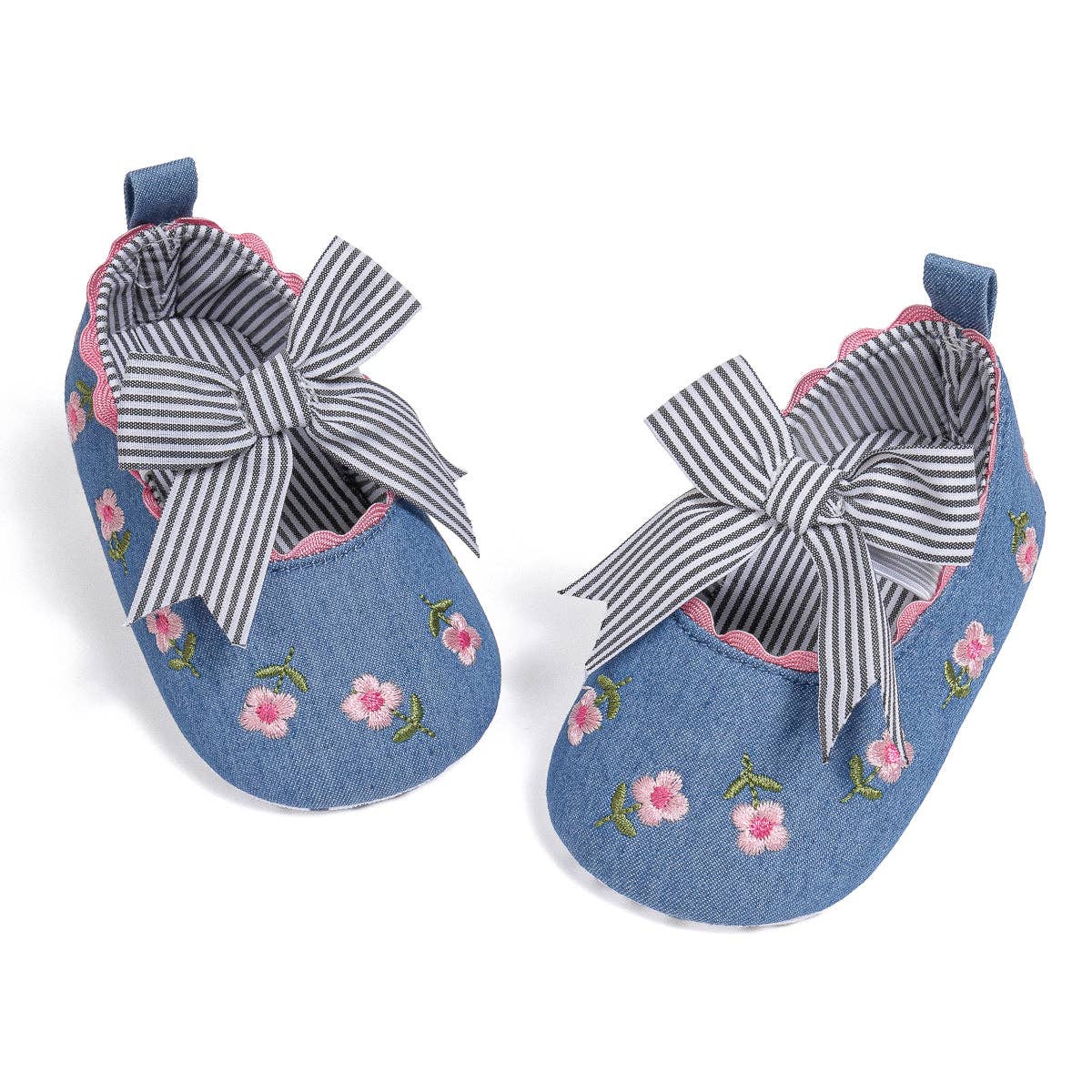 Kids Charm Online - Wholesale Crib Shoes - Baby - Embroidered girls baby shoes with front bow.16