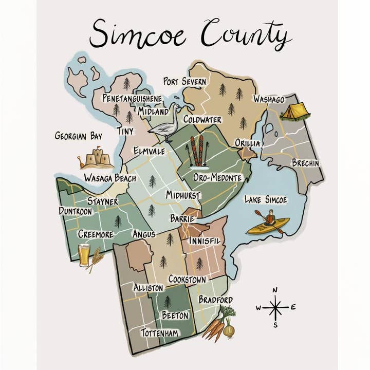 Impression d'art du comté de Simcoe pour la vente par Verdant Paper Co.