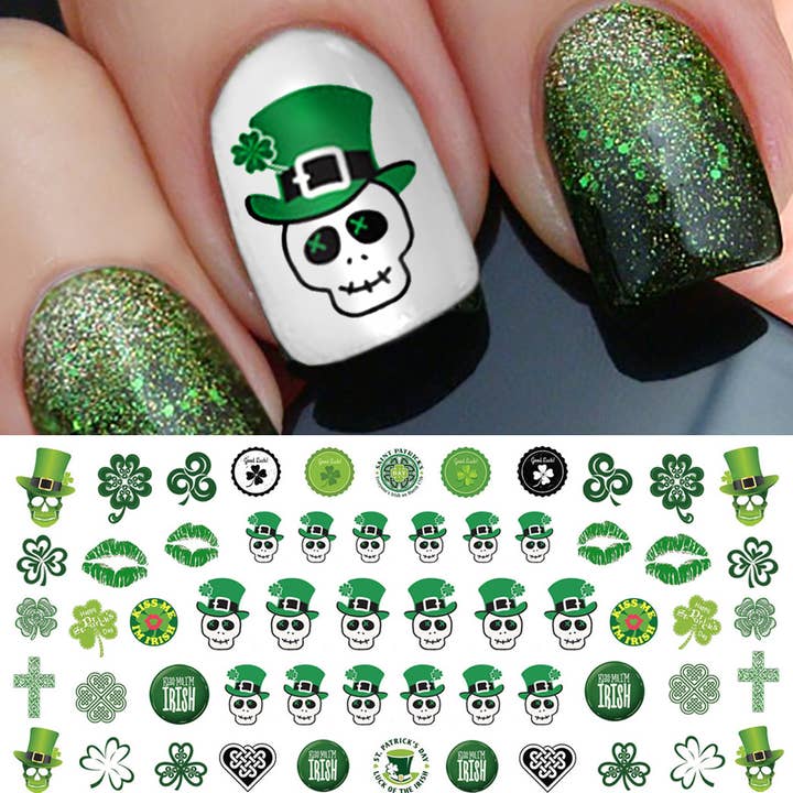 Moon Sugar Decals - Venta al por mayor Decoración/pegatinas de uñas - Calaveras del Día de San Patricio #3 - Calcomanías para decoración de uñas