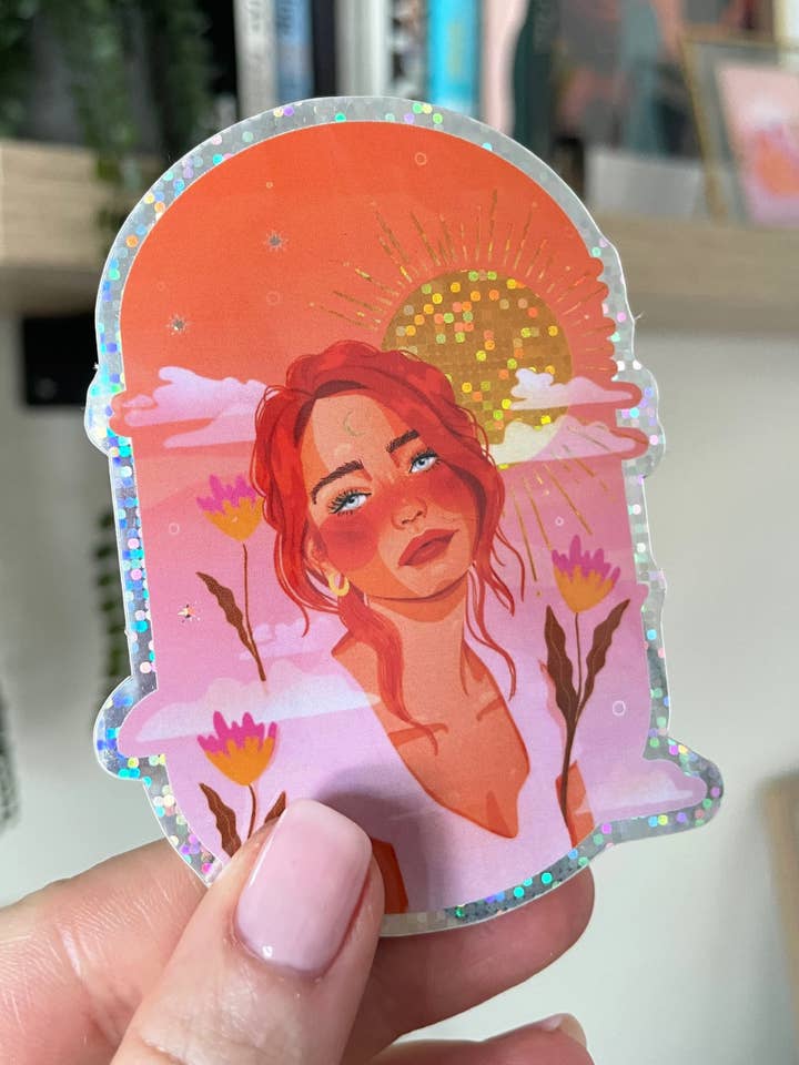 The Sun Glitter Sticker for wholesale by Brittany Keller Art