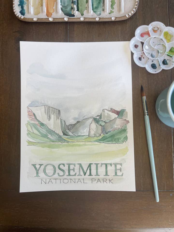 Yosemite National Park DIY Watercolor Painting Kit for wholesale by Waypoint Wanders
