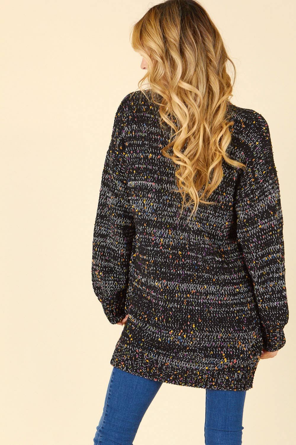 P.S Kate - Wholesale Cardigan - Women's - Rainbow color pom pom cardigan - PLUS 110945