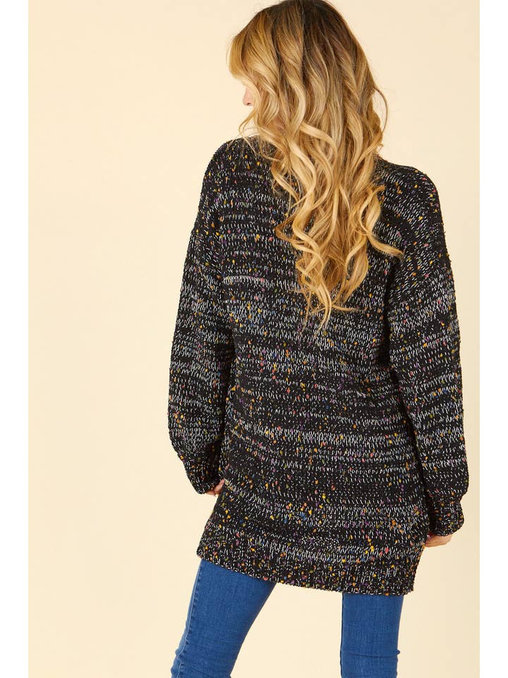 P.S Kate - Wholesale Cardigan - Women's - Rainbow color pom pom cardigan - PLUS 110945