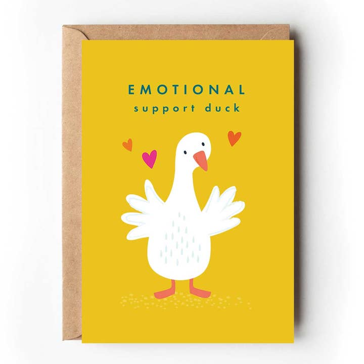 Carte de vœux de soutien émotionnel - Canard de réconfort et de soutien pour la vente par Klara Hawkins
