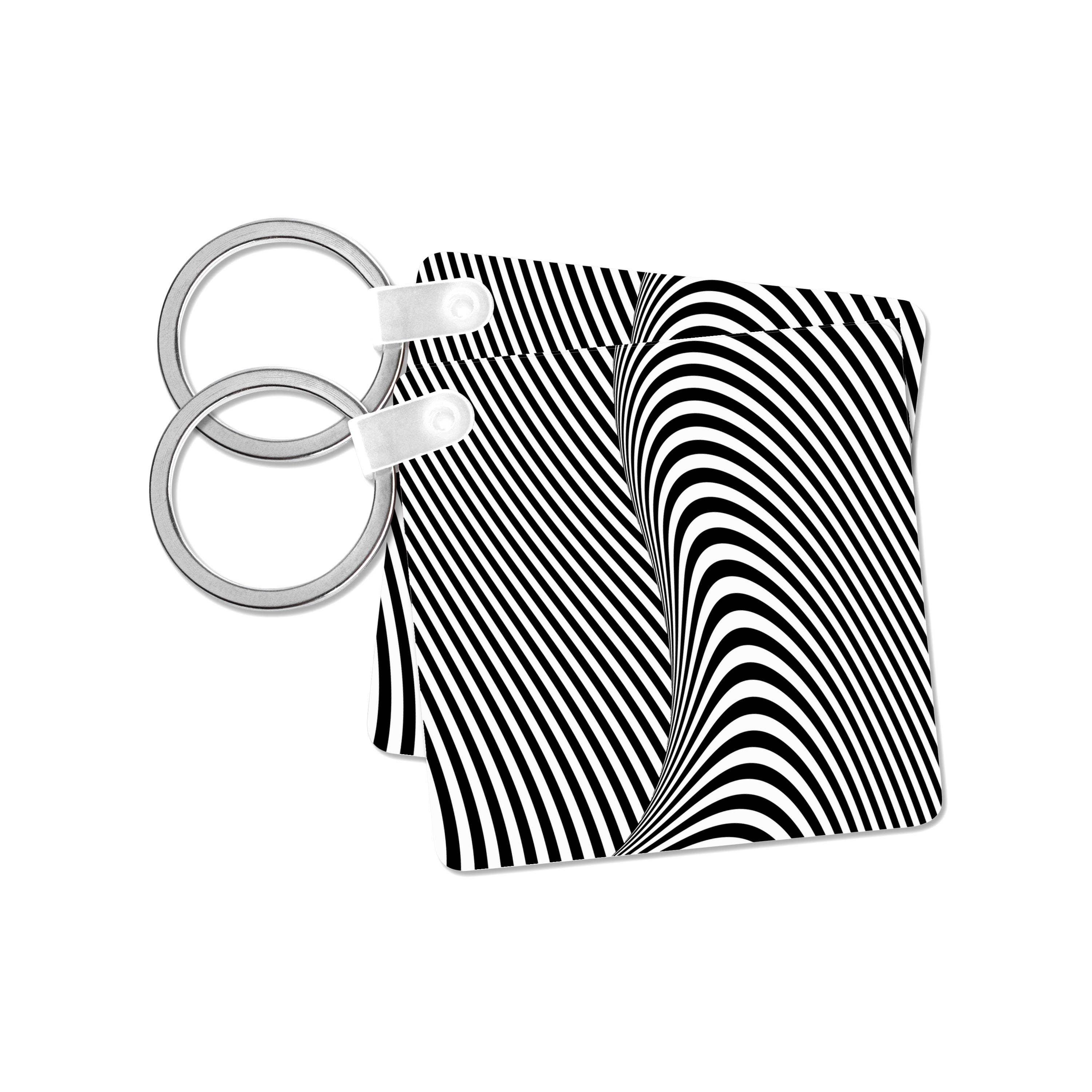 3dRose - Wholesale Keychain - Unisex - 3dRose, Black and White Graphic Optical Wave Illusion, Key Chain7