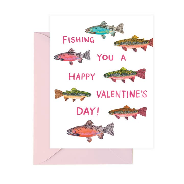 Fishing Valentine's Day // Love and Friendship Card for wholesale by Forage Paper Co.