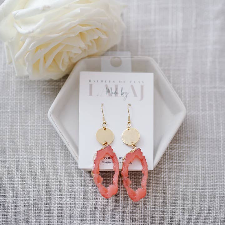 LEVY Boutique - Wholesale Dangle Earrings - Druzy Drops, Pink