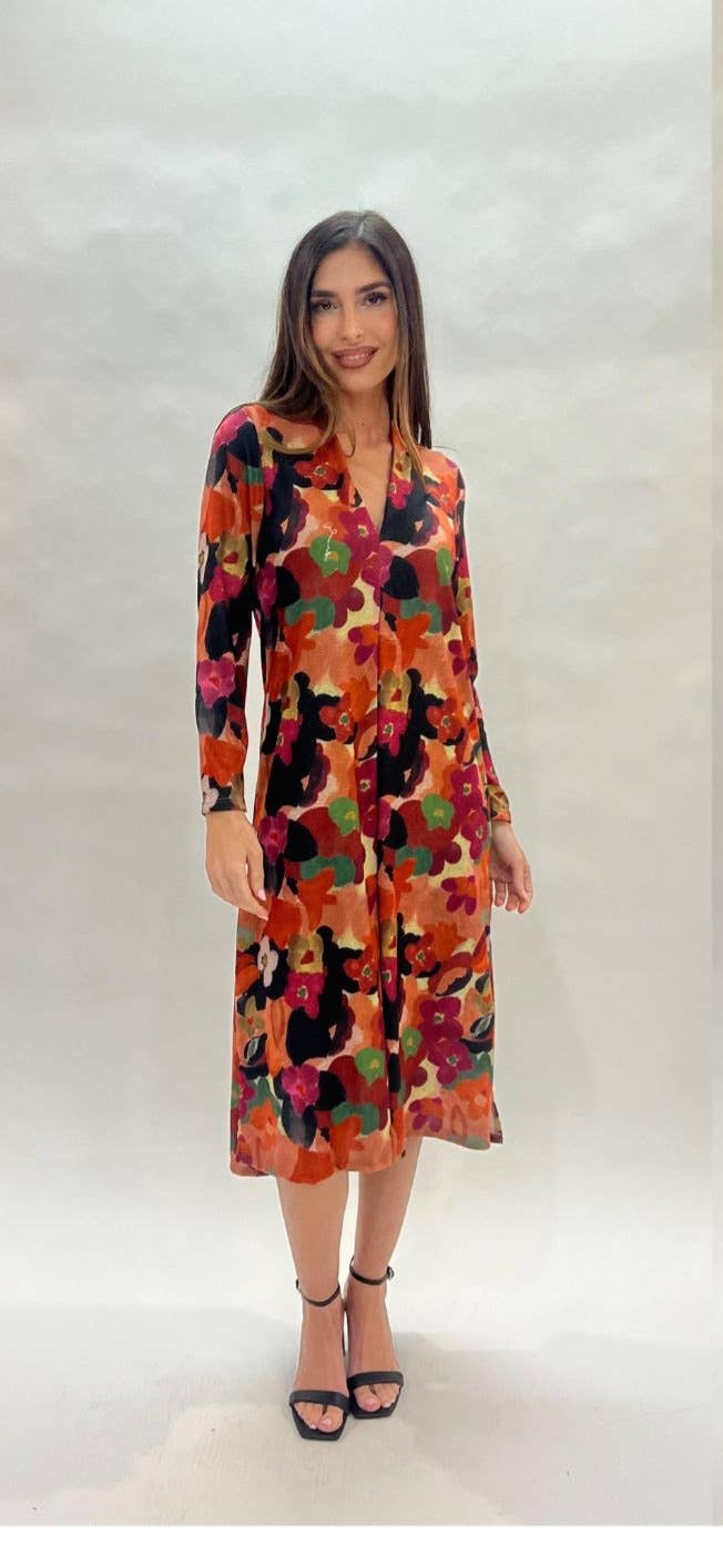 Julie d orleac - Wholesale Dress - Women's - Midi dress with V-neck in wool blend1