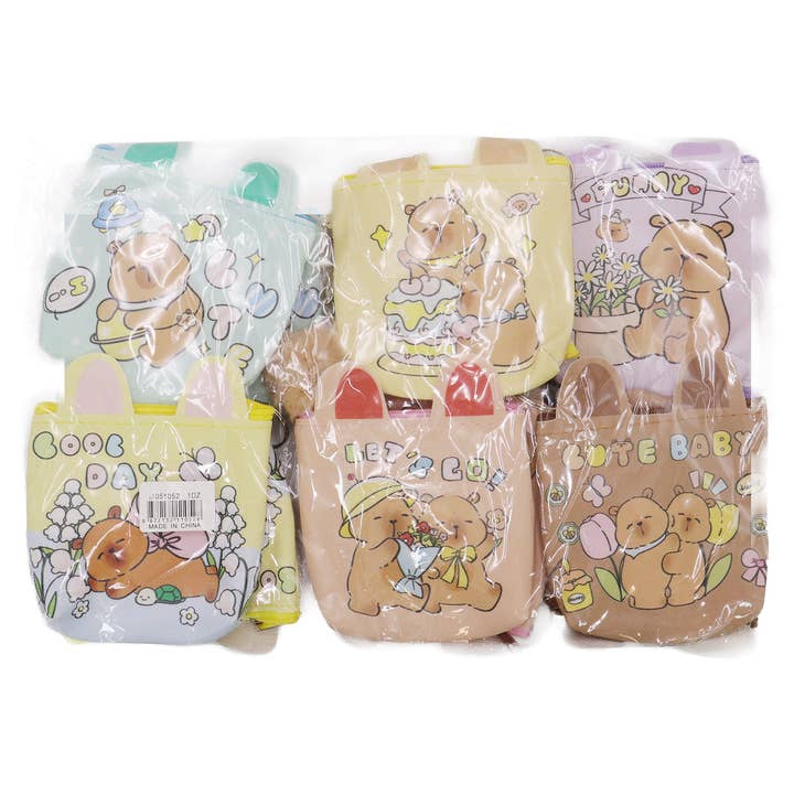 ASSORTED Capybara Pom Pom Vegan Leather Coin Purse Bag for wholesale on Faire10