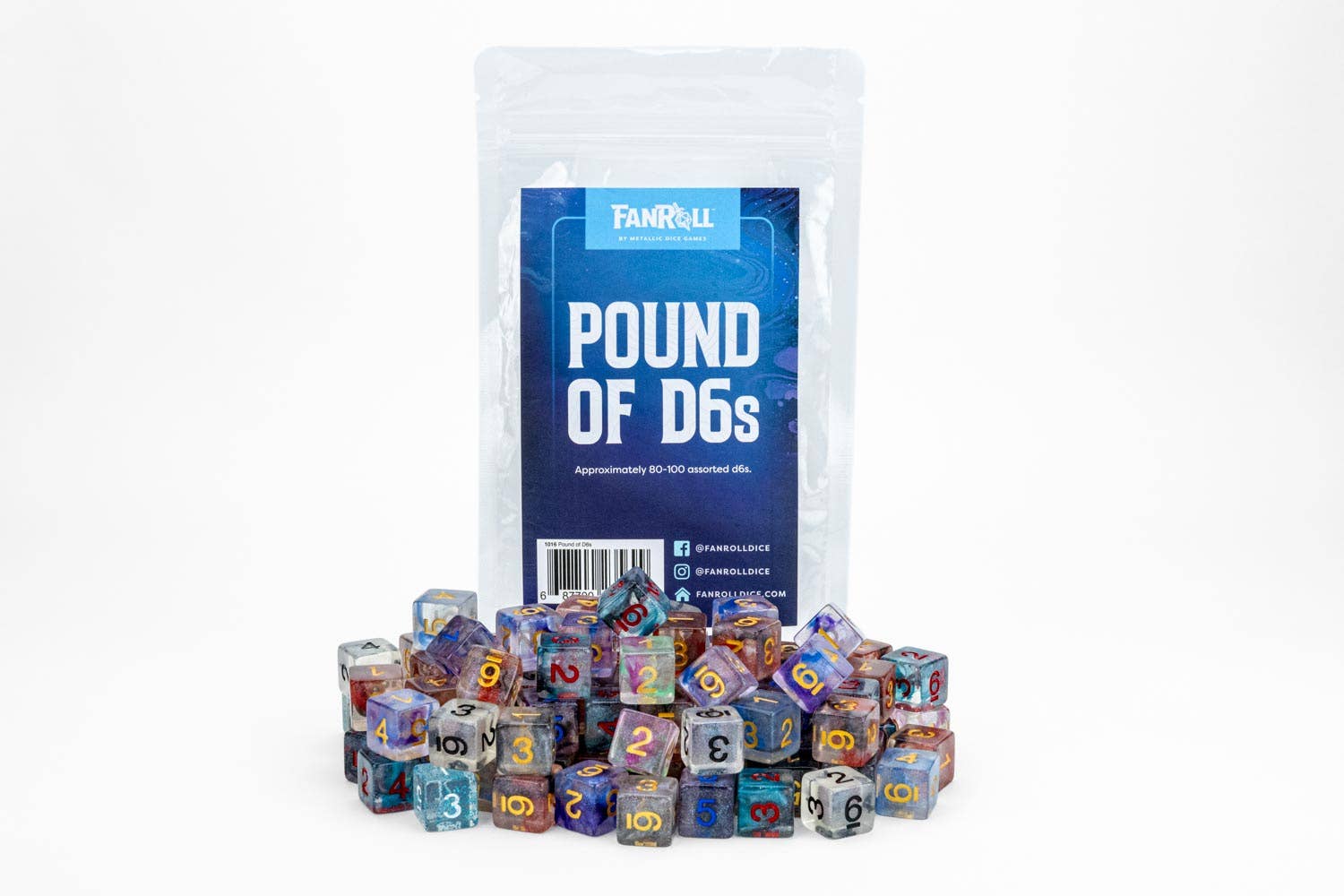 FanRoll by Metallic Dice Games - Wholesale Dice - Pound of Assorted Resin D6's