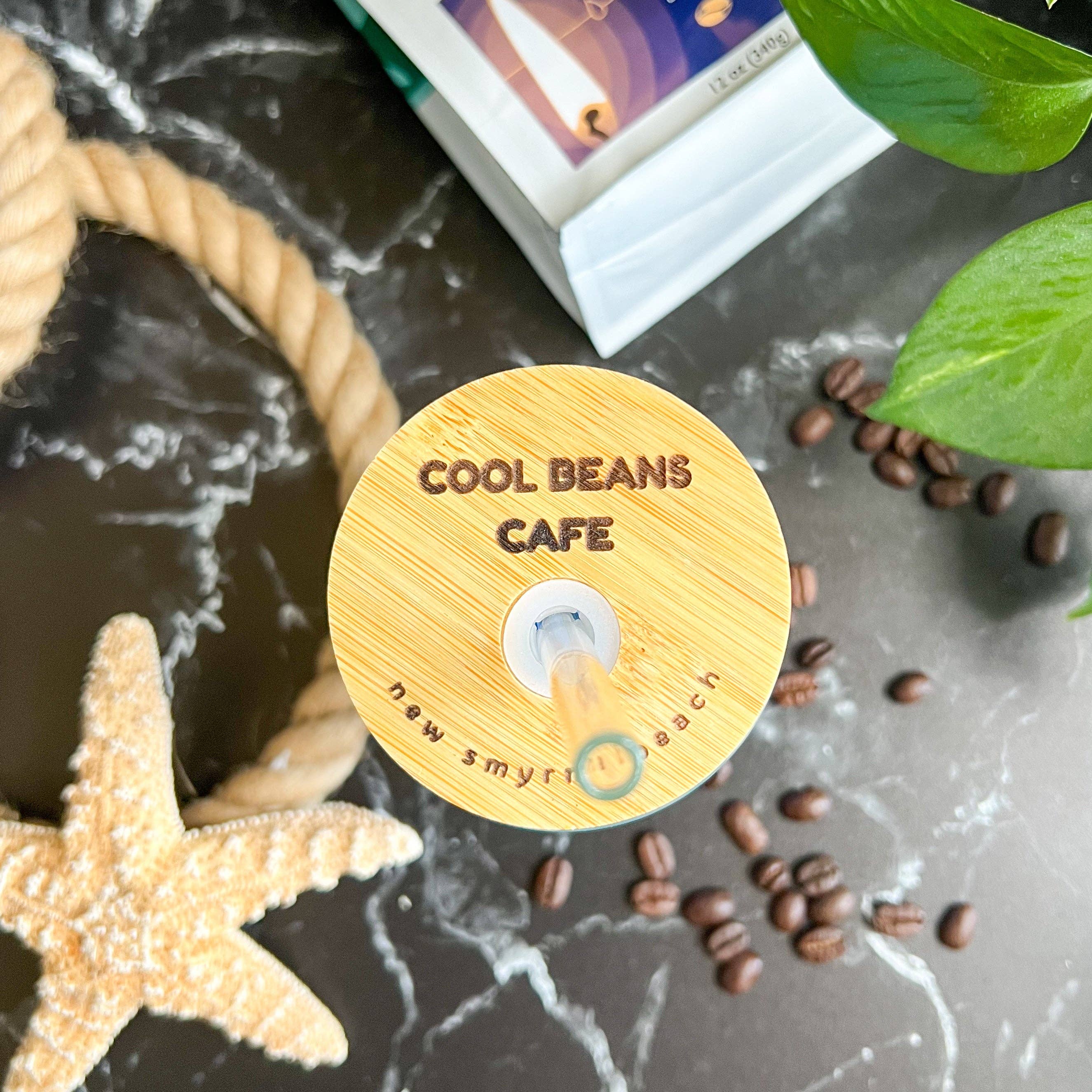 Citrus Waves Art - Wholesale Drinking Glass/Cup - Iced Coffee Glass with glass straw (16oz)3