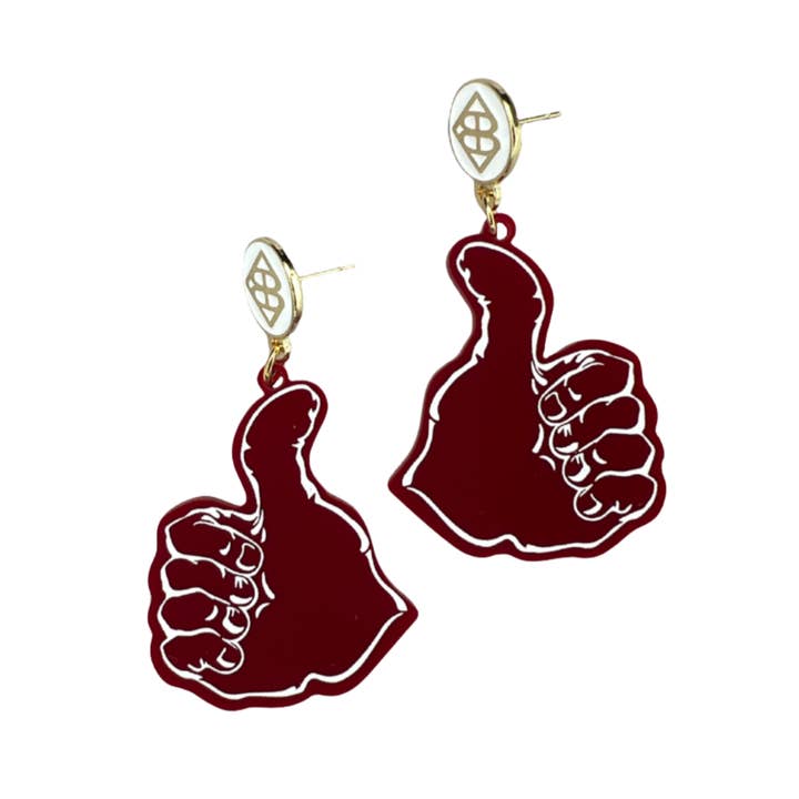 Texas A&M Gig'Em Thumbs-Up Earrings for wholesale by Brianna Cannon