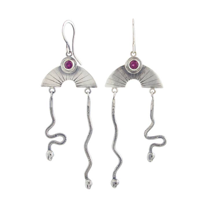 Garnet Serpent Earrings for wholesale by House Of Snakes