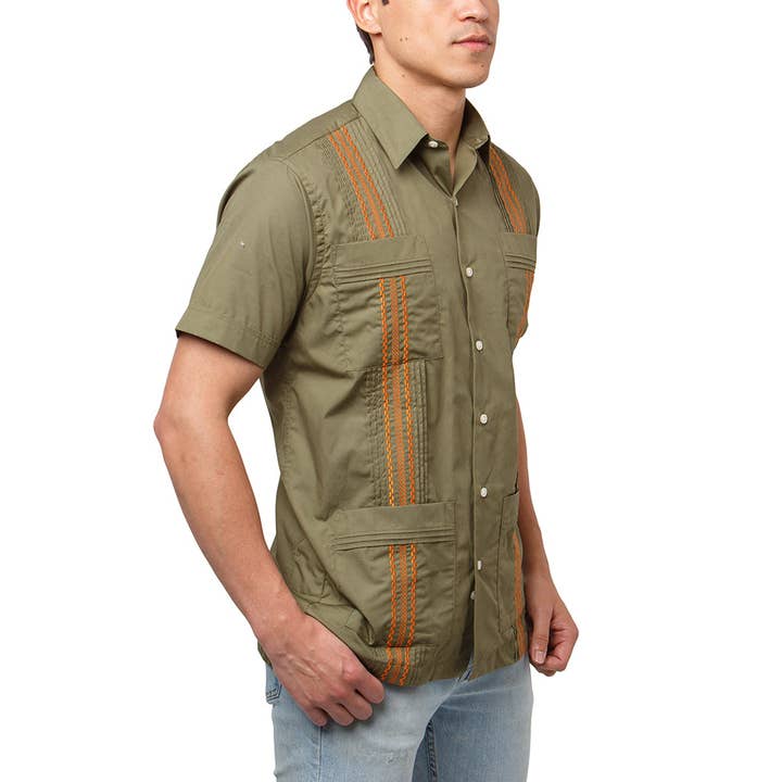 Paris Texas Apparel Co. - Wholesale Button Down Shirt - Men's - Hunting Classic Guayabera - Olive7